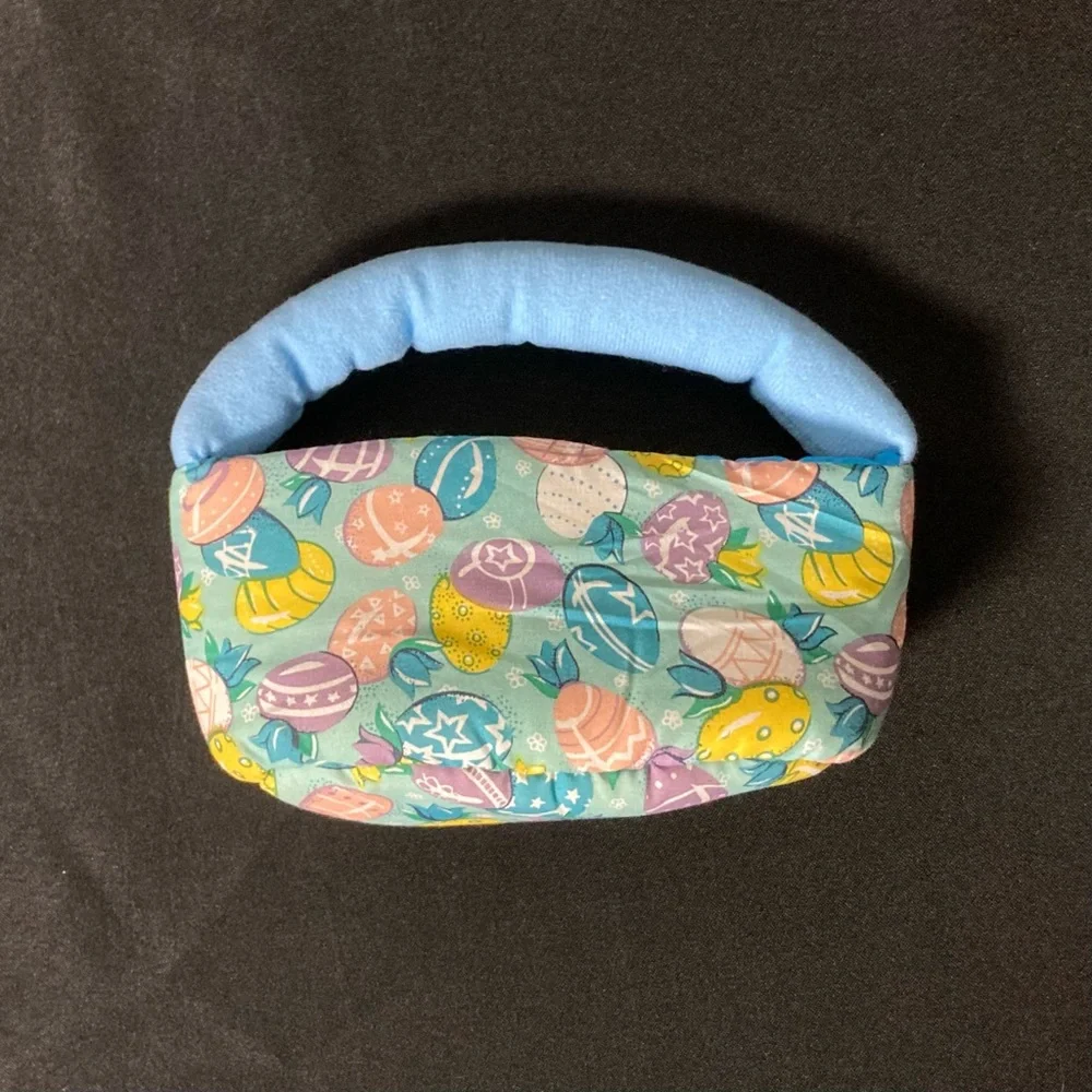 Vintage Miles Kimball Mini Pastel Easter Egg Pattern Pillow Cloth Basket Purse